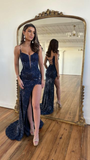 Diynav Sheath Spaghetti Straps Long Formal Prom Evening Dresses HZ1017