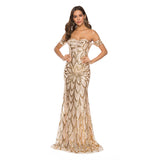 Diynav New Glit Wrapped In Bra Sexy Back Swing Long Dress Side-To-Shoulder Evening Dress Dress Dress Woman