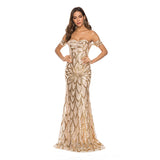Diynav New Glit Wrapped In Bra Sexy Back Swing Long Dress Side-To-Shoulder Evening Dress Dress Dress Woman