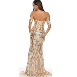 Diynav New Glit Wrapped In Bra Sexy Back Swing Long Dress Side-To-Shoulder Evening Dress Dress Dress Woman