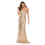 Diynav New Glit Wrapped In Bra Sexy Back Swing Long Dress Side-To-Shoulder Evening Dress Dress Dress Woman