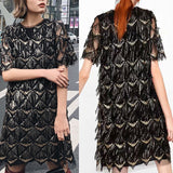 Diynav Temperament Black Tidal Lysion Sexy Loose Round-Neck Short-Sleeved Party Dress Dress Woman