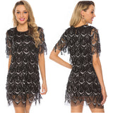 Diynav Temperament Black Tidal Lysion Sexy Loose Round-Neck Short-Sleeved Party Dress Dress Woman