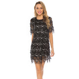 Diynav Temperament Black Tidal Lysion Sexy Loose Round-Neck Short-Sleeved Party Dress Dress Woman