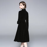 Diynav Hepburn Wind Collared Gold Velvet Dress Lady 2025 Autumn And Winter Dress In The Long Temperament Coat