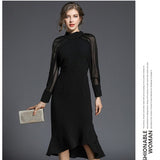 Diynav Women's Clothing 2025 Early Spring New Fashion Temperament Long-Sleeved Fishtail Dress