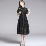 Diynav Retro Name ™oéF Hollow Water-Soluble Dress Summer 2025 New Yamamoto Orange Tutter Dress