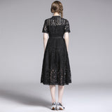 Diynav Retro Name ™oéF Hollow Water-Soluble Dress Summer 2025 New Yamamoto Orange Tutter Dress