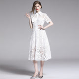 Diynav Retro Name ™oéF Hollow Water-Soluble Dress Summer 2025 New Yamamoto Orange Tutter Dress