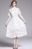 Diynav Retro Name ™oéF Hollow Water-Soluble Dress Summer 2025 New Yamamoto Orange Tutter Dress