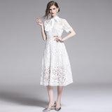 Diynav Retro Name ™oéF Hollow Water-Soluble Dress Summer 2025 New Yamamoto Orange Tutter Dress