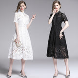 Diynav Retro Name ™oéF Hollow Water-Soluble Dress Summer 2025 New Yamamoto Orange Tutter Dress