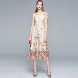 Diynav Yarn Embroidery Dress Women's Summer 2025 New Thin Round Neck-Curdling Temperament Super Fairy Skirt