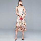 Diynav Yarn Embroidery Dress Women's Summer 2025 New Thin Round Neck-Curdling Temperament Super Fairy Skirt