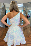 Diynav A Line Sequined One Shoulder Homecoming Dress HZ1017