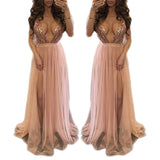Diynav Burst Fashion Sexy Mesh Splicing With Leek Sling Ribbon Bare Back Dress