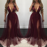 Diynav Burst Fashion Sexy Mesh Splicing With Leek Sling Ribbon Bare Back Dress
