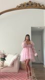 Diynav A-line Puffy Dress Pink Homecoming Dress HZ1017