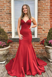Diynav Satin Mermaid V-neck Long Prom Dresses with Bow,Evening dresses HZ1017