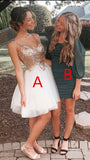 Diynav A-line White Tulle Homecoming Dress 8th Grade Prom Dresses Short HZ1017