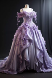 Diynav Prom Dress Lilac 3D Floral Pleated Evening Gown Sweet 16 Ball Gown HZ1017