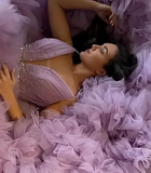 Diynav A-line V Neck Tulle Ball Gown,Purple Princess Dress,Fairy Dress HZ1017