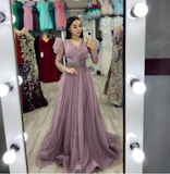 Diynav A-line Tulle Evening Dress Modest Evening Gown HZ1017