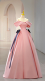 Diynav Satin Long Prom Dress Pink Formal Evening Dresses HZ1017