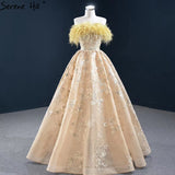 Diynav A-Line Strapless Sexy Evening Dresses 2025 Off Shoulder Feathers Sparkle Formal Dress HZ1017