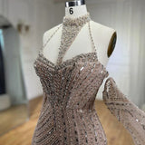 Diynav Mermaid Halter Sleeveless With Gloves Beaded Evening Gowns 2025 Elegant Party Dresses For Women HZ1017