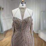Diynav Mermaid Halter Sleeveless With Gloves Beaded Evening Gowns 2025 Elegant Party Dresses For Women HZ1017
