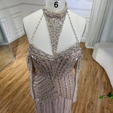 Diynav Mermaid Halter Sleeveless With Gloves Beaded Evening Gowns 2025 Elegant Party Dresses For Women HZ1017