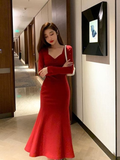 Diynav Long Sleeves Mermaid Evening Dresses Prom Gown Party Gowns HZ1017
