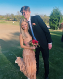 Diynav Straps Tiered Long Evening Dresses,Chic Prom Gown HZ1017