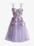 A-Line Sweetheart Neckline Lavender Applique Mini Short Prom Dress Homecoming Dress HZ1108