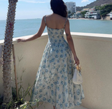 Teal Sweetheart Floral Slip Dress HZ1108