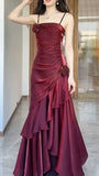 ??Elegant Satin Prom Dress for Quinceanera&Party-Fairytale A-line Straps Evening Gown for Birthday HZ1108