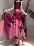 ??Elegant Satin Prom Dress for Quinceanera&Party-Fairytale A-line Straps Evening Gown for Birthday HZ1108