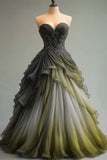 A-line Sweetheart Neck Tulle Beaded Long Prom Dress Elegant Quincea?era Dress HZ1108