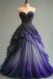 A-line Sweetheart Neck Tulle Beaded Long Prom Dress Elegant Quincea?era Dress HZ1108