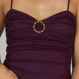 A-line Sweetheart High Low Party Dress, Purple Spaghetti Straps Prom Dress HZ1108