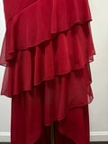 Burgundy A-line Halter V Neck Chiffon Backless Prom Dress,Bridesmaid Dress With Ankle Length HZ1108