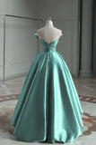A-line Satin Off-the-shoulder Long Prom Dress Bridesmaid Dress HZ1108