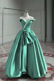 A-line Satin Off-the-shoulder Long Prom Dress Bridesmaid Dress HZ1108