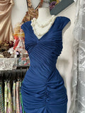 ??Vintage Midnight Blue Mermaid Gown ??V Neck Pretty Prom Dress for Events&Party HZ1108