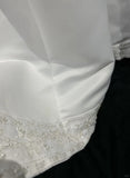 A-Line Spaghetti Strap Beaded Satin Long Prom Dress White Wedding Dress Graduation Prom Dress HZ1108