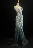 Elegant Chiffon Mermaid Spaghetti Strap Sequined Applique Long Prom Dresses?? Formal Evening Dresses HZ1108