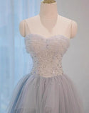 A-Line Sweetheart Neck Sequined Tulle Long Prom Dress Birthday Dress Graduation Prom Dress HZ1108