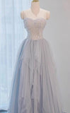 A-Line Sweetheart Neck Sequined Tulle Long Prom Dress Birthday Dress Graduation Prom Dress HZ1108