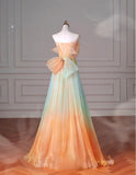 Beautiful Multicolor Strapless A-Line Tulle Long Prom Dress Wedding Dress Birthday Dress HZ1108